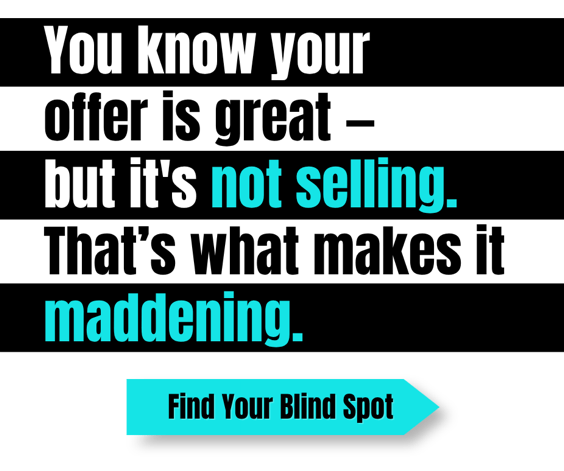 You know your offer is great - but it's not selling. That's what makes it maddening. Find your Blind Spot
